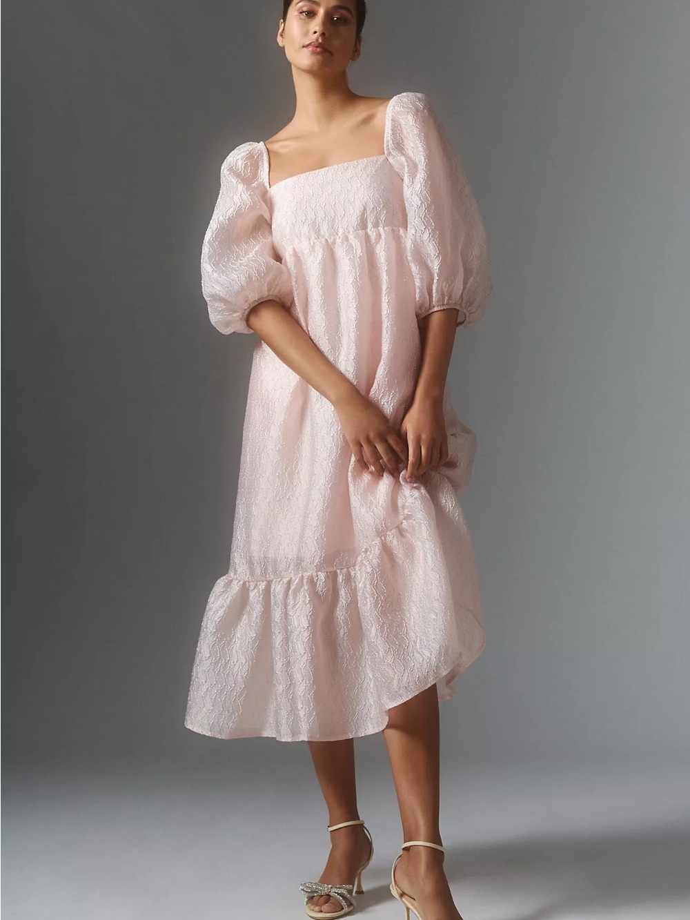 By anthropologie Textured Puff Sleeve Dress